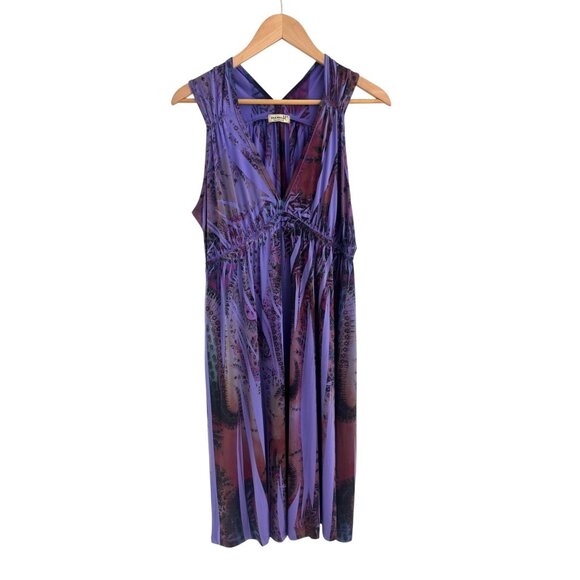 One World Purple Abstract Sublimation Print Empire Waist Dress Size XL Summer - Picture 7 of 7